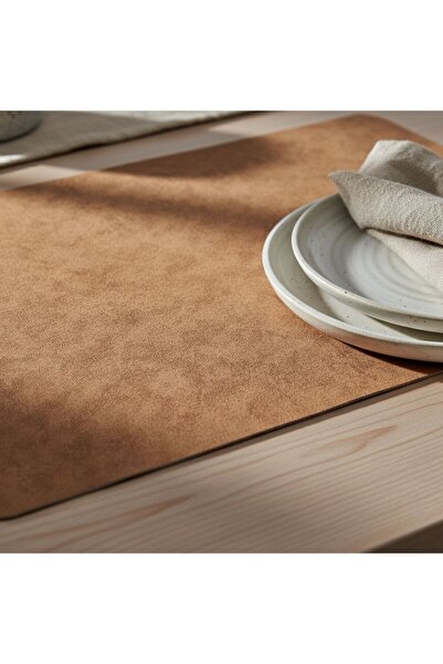 Grand Fine Art 2 Adet Süet Yumuşak Doku Deri Amerikan Servis Supla Dikdörtgen...