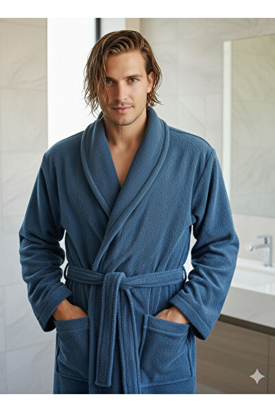 embays collection Göndör fürdőköpeny, kendőgalléros fürdőköpeny, 100% pamut női / férfi uniszex fürdőköpeny