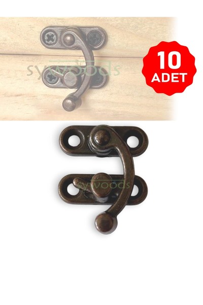 sywoods Küçük Yay Gözü Kancalı Kilit Oksit 10 adet Kutu Sandık ve Kapak Klips...