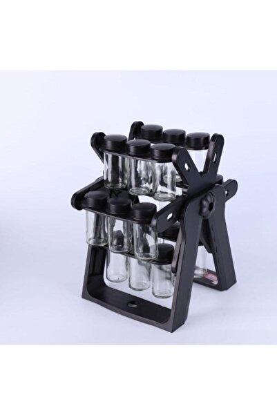 OEM Rotating Spice Rack with 18 Glass Containers, 26x22.5x34.5cm, with Plastic Stand