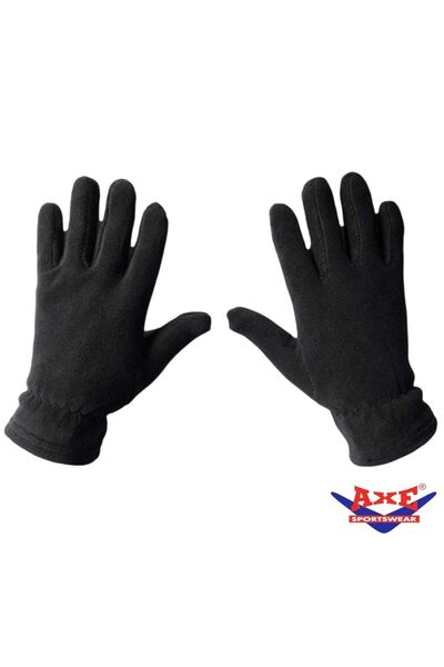 AXE SPORTSWEAR Men's Black Winter Ankle Elastic Thermal Fleece Gloves for Cold Protection