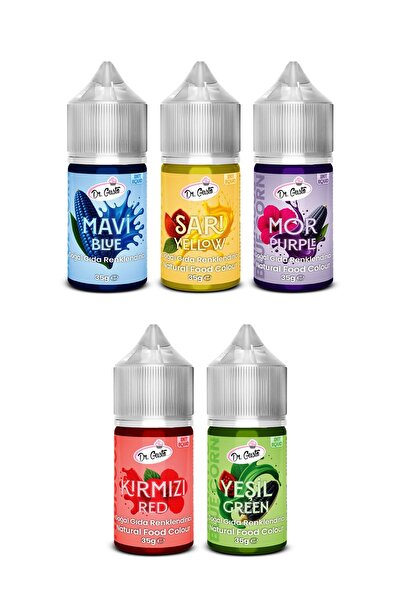 Dr. Gusto Doğal Sıvı Gıda Boyası 5x35 GR Mavi Sarı Mor Kırmızı Yeşil