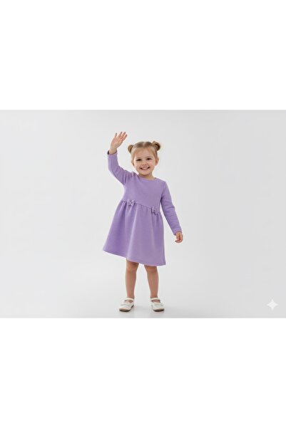 EFLİNS Lila Kız Çocuk Elbise İlkbahar & Kış (2-3-4-5-6 YAŞ)