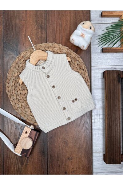 Kids Kingdom Owl Detailed Buttoned Baby Boy Vest