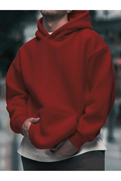 Relax family xf Men's Solid Color Hooded Sweatshirt Oversize Cotton Lined 3 Thread Winter Anti-Pilling