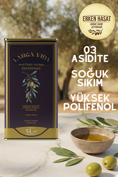 Natürel Sızma Zeytinyağı Memecik Zeytini Soğuk Sıkım Erken Hasat 5lt