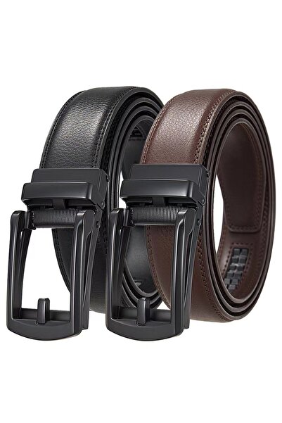 Bosskan YENi kahverengi ve siyah Erkek Otomatik Tokalı Raylı Deliksiz Kemer