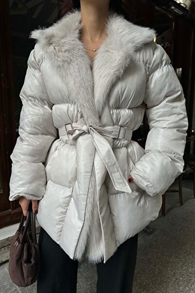 My Loore Kürk Detaylı Kemerli Şişme Mont MLB099