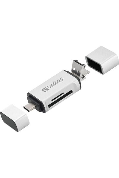 Sandberg SD MicroSD card reader with USB type C connection USB Micro USB 136-28 silver