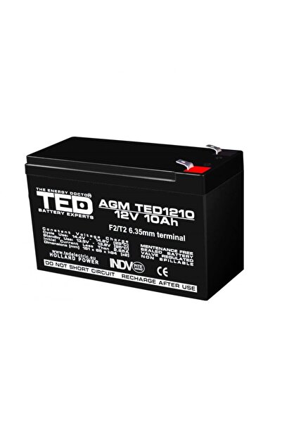 TED Acumulator AGM VRLA 12V 10A 151x65x95mm F2 Battery Expert Holland