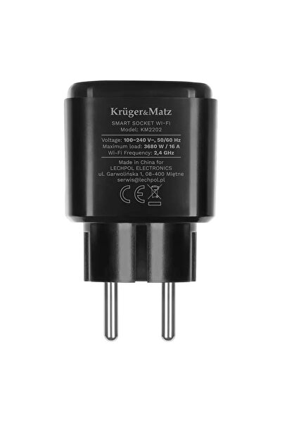 Kruger&Matz Socket KM2202-B SMART WI-FI CONNECT P4 TUYA 3680W 16A Monitors energy consumption