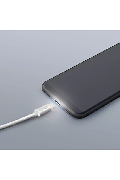 DELIGHT Cablu de date USB type C 1m argintiu cu iluminare LED rosu