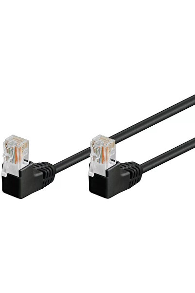 goobay Cablu patch UTP CAT5e RJ45 2x90 3m CCA negru