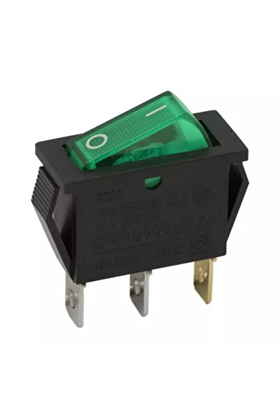 OEM Διακόπτης rocker 3 ακίδων 1 κύκλωμα 10A 250V OFF-ON πράσινο φως με μανδάλωση