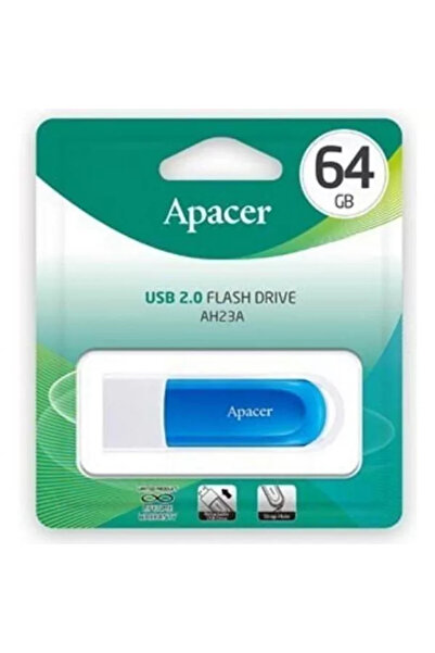 Apacer USB 2.0 64GB retractable flash memory blue AH23ABE