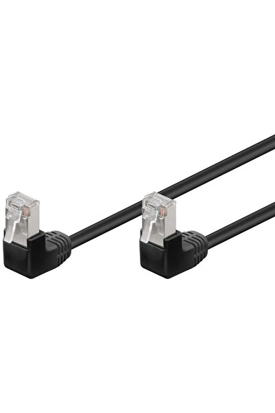 goobay Cablu Patch CAT5e 2x RJ45 90 FTP 0.25m negru pentru Conectare retea /Protectie la Interferente 96076