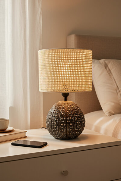 Otti Otte Urchin Ekru Hasır Başlıklı Modern Masa Lambası Abajur