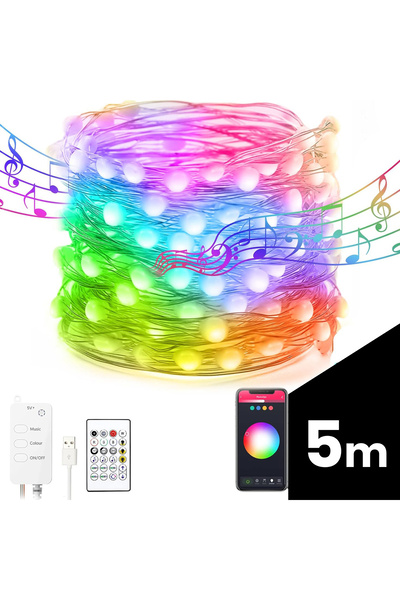 Phenom Sir de lumini inteligente WI-FI USB - 33 LED micro RGBIC 16 milioane de culori 5m IP44 Bluetooth 5.0