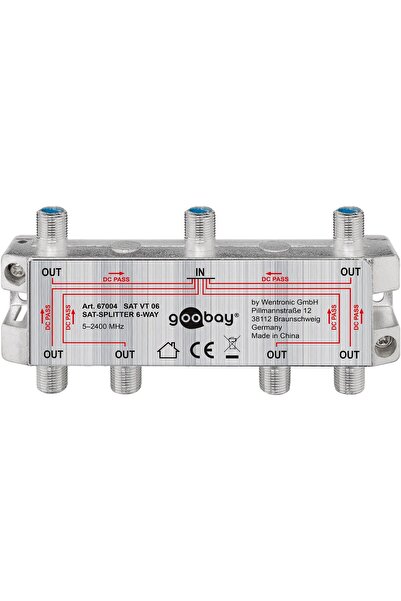 goobay Splitter SAT 6 iesiri pentru dispozitive prin satelit 5-2400MHz 67004