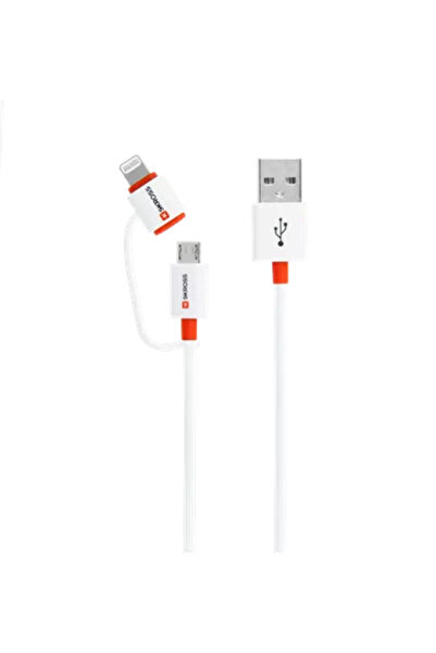 SKROSS Cablu USB Essentials Line 2 in 1 cu conector micro USB - lightning alb 1m
