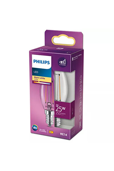 Philips LED filament candle bulb B35 E14 2W (25W) 250lm warm light 2700K 929001238395