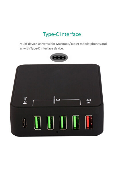 OEM Mains charger max. 8A 5x USB USB QC3.0 +USB TYPE C and power