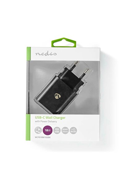 Nedis Mains charger 3A 1-output USB type C PD 18W black