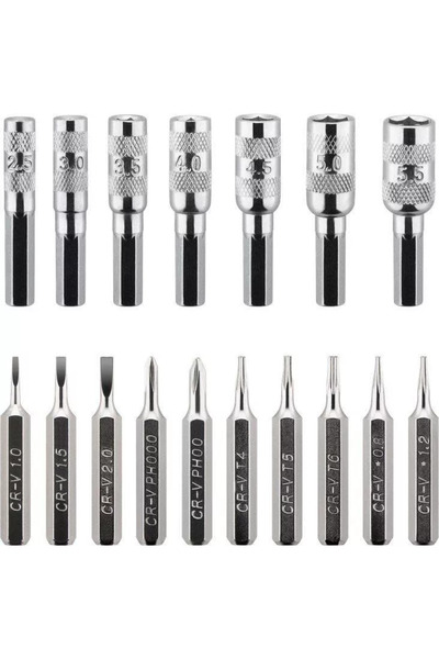 goobay Screwdriver set 17bit CrV 3x flat heads 1mm 1.5mm 2mm 2x Phillips PH000 PH00 3x Torx T4 T5 T6 2x