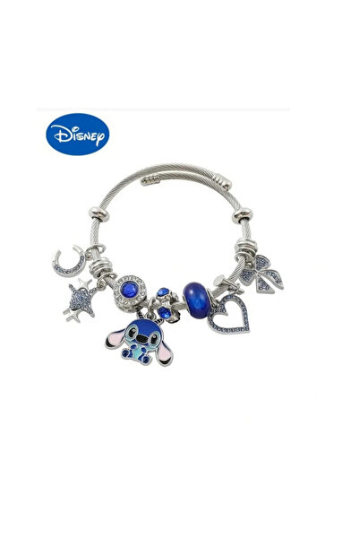 BYFASHION Disney Stitch Charm, Ay, yıldız, Kalp Charm Çelik Bileklik