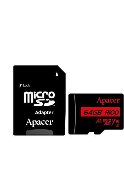 Apacer microSDXC UHS-I U1 V10 A1 64GB R100 card with SD adapter AP64GMCSX10UB-R