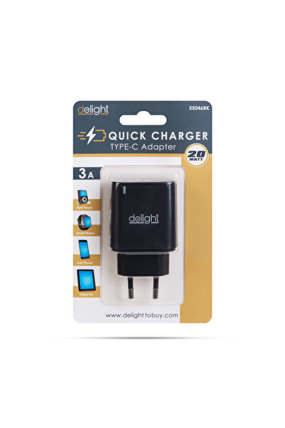 DELIGHT Incarcator retea - USB Type C PD 20W incarcare rapida negru 55046BK