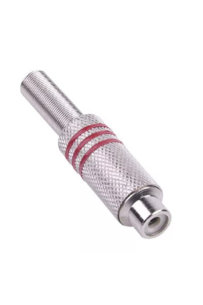 OEM Conector RCA mamă, inel metalic nichelat roșu