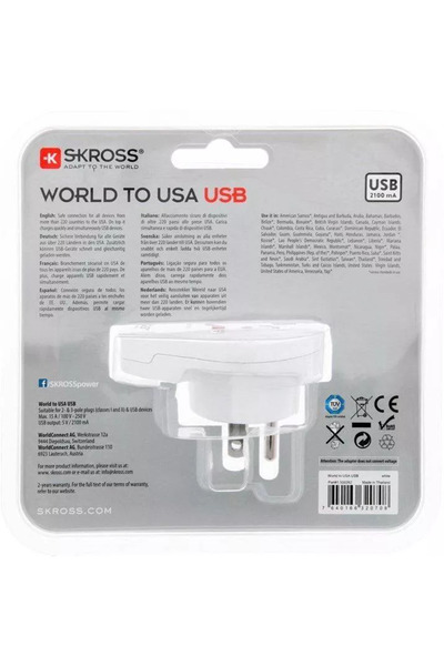 SKROSS Universal World - USA power adapter with USB 1.500262