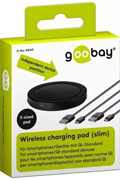 goobay Incarcator wireless plat (S) pentru smartphone/dispozitiv compatibil Qi negru
