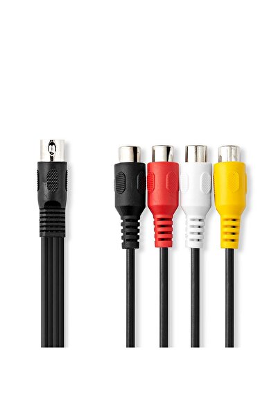 Nedis Cablu adaptor audio DIN 5pin tata - 4x RCA mama 0.2m negru CAGL20450BK02