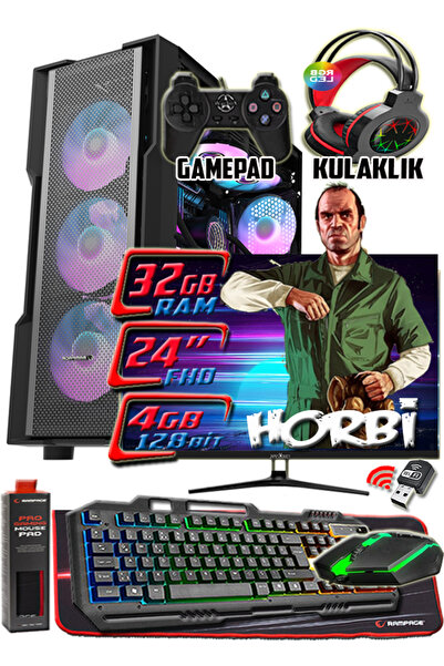 WARBOX HORBİ 24"Curved Monitör i5 6500 32gb Ddr4 Ram 256gb Ssd 250gb Hdd R7 240-4gb E.kartı Gaming Takım PC