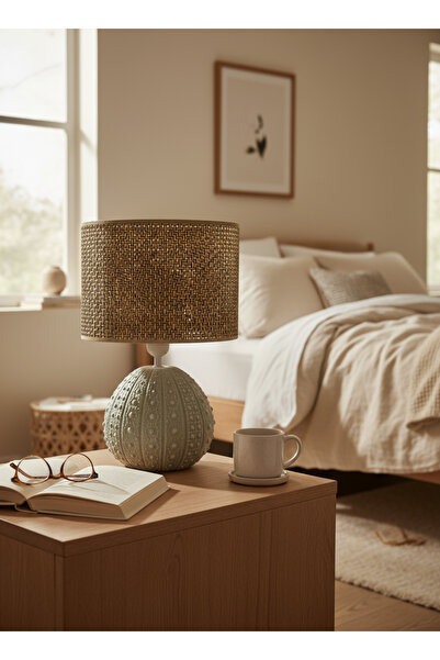 Otti Otte GrayUrchin Hasır-Kahve Hasır Başlıklı Modern Masa Lambası Abajur