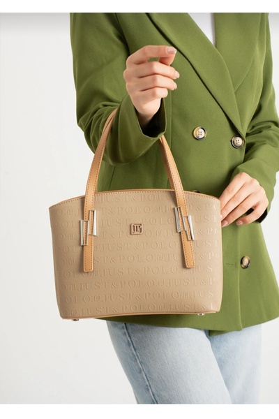 Just Polo Women's Mink Camel Adjustable Long Strap Hand and Shoulder Bag Mess...