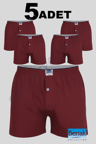 Shiron Sportswear&Company Men's Boxer Combed Cotton 5-Pack 100% Cotton - Berrak 1099