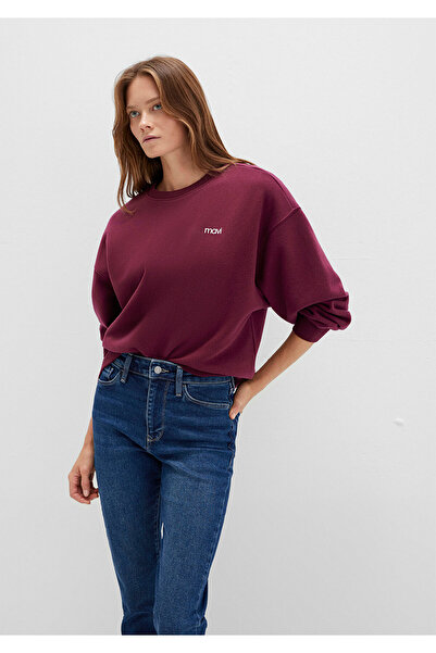 Mavi Round Neck Logo Sweatshirt Maroon Ban