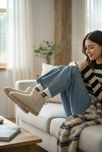 Sivarro Γυναικείες μπότες Ultra Mini Classic Suede Feather - Κρεμ