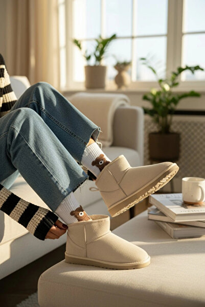 Sivarro Γυναικείες μπότες Ultra Mini Classic Suede Feather - Κρεμ