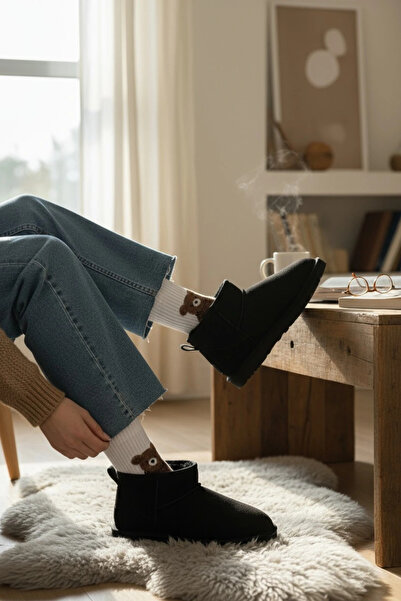 Sivarro Ultra Mini Classic semišové péřové dámské boty - černé