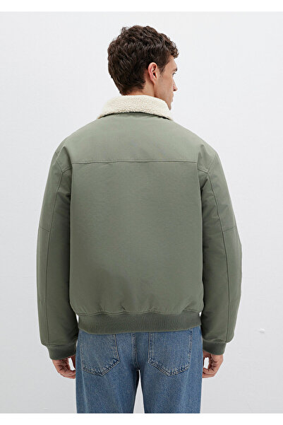 Mavi Faux Fur Detailed Khaki Jacket Loose Fit / Relaxed Fit 0110665-80692