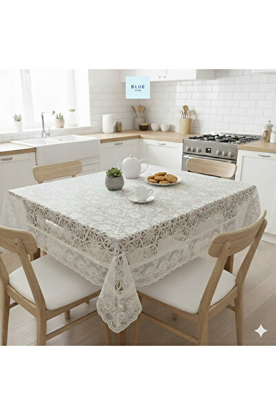 Blue Home 🆕 Lace Look Easy to Clean Non-Slip Liquid-Proof Hole-Free Pvc Tablecloth 120 cm X 150 cm