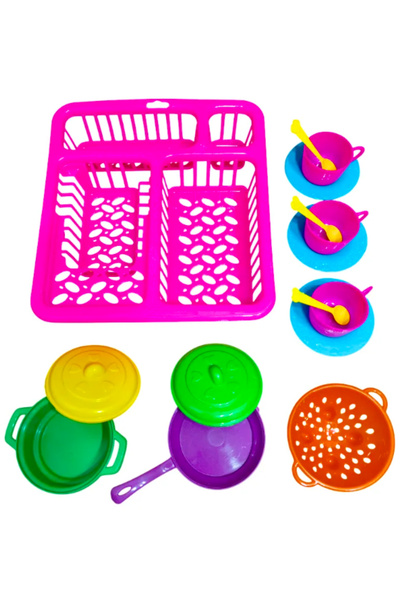 a v d a Dish Rack Set 15 Pieces Large Size Dish Basket Girl's Children's Dollhouse Kitchen Toy