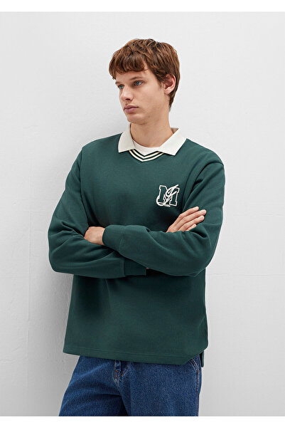 Mavi M Logo Crew Neck Green Interlock Sweatshirt 0S10487-71539