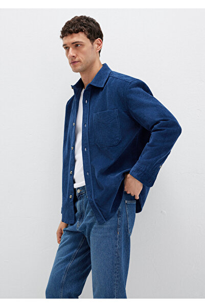 Mavi Navy Blue Velvet Shirt Loose Fit / Relaxed Fit 0211749-80925