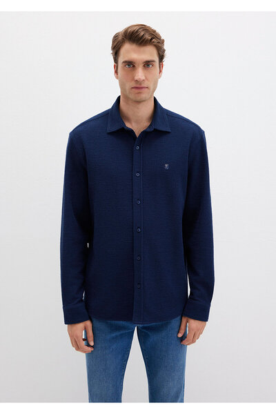 Mavi M Logo Embroidered Navy Blue Knitted Shirt Regular Fit / Regular Cut 0211789-70497