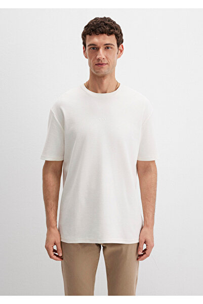 Mavi Logo Printed Ecru T-Shirt Loose Fit / Relaxed Fit 0613250-70057